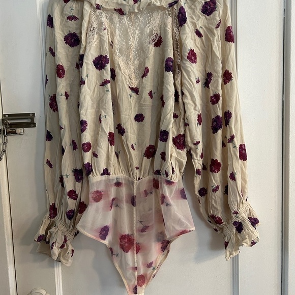 Intimately Free People Body Suit Lace Ruffle Floral White Women’s S - Picture 7 of 10